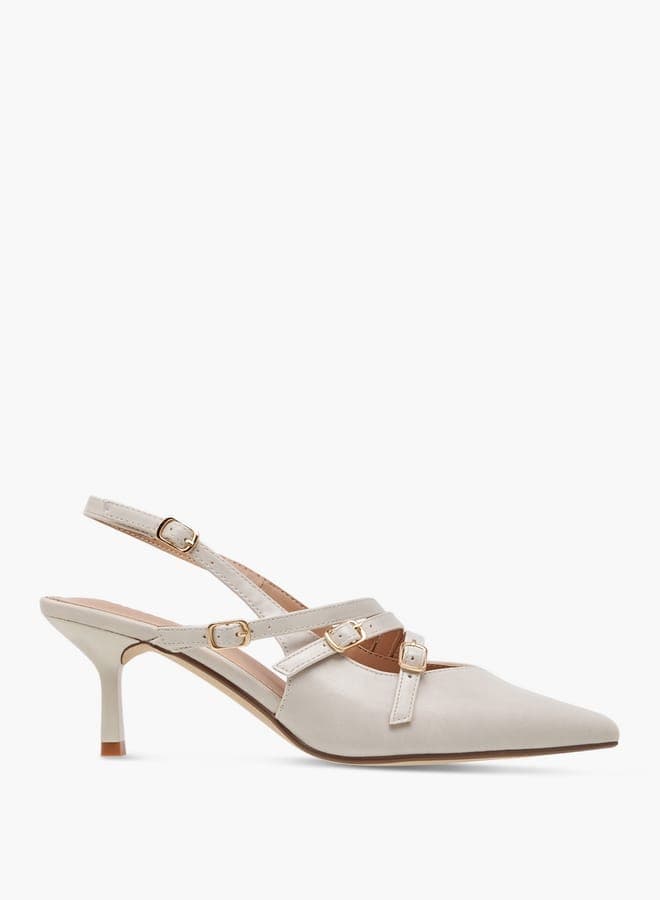 Onexr25Ss01580 Ivory Kitten Heel Pointed Toe Sandals - Image 1