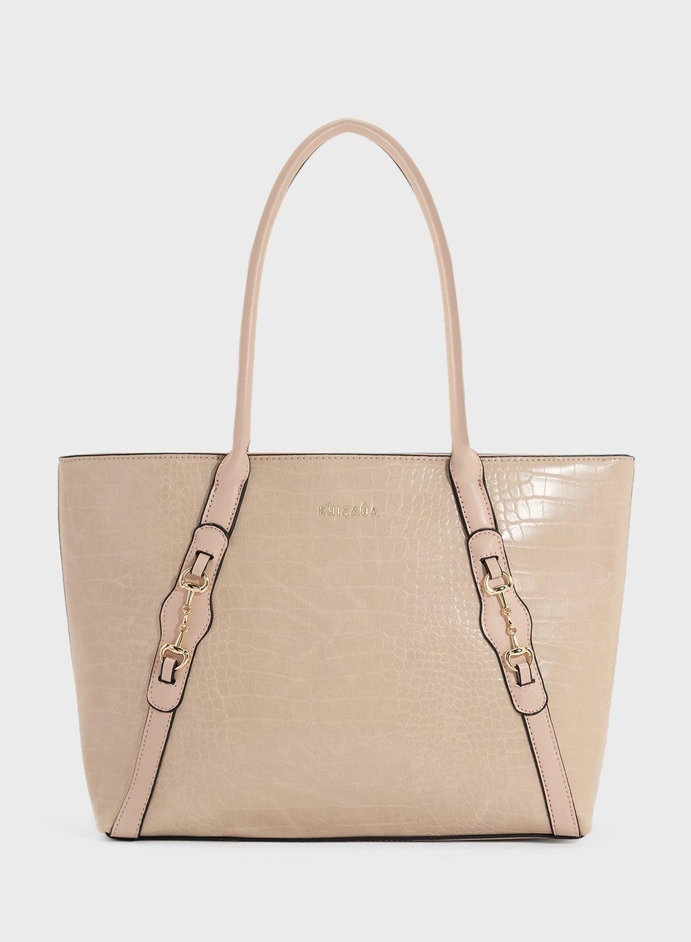 Khizana Elegance Croc Tote - Chic Horse Bit Detail - Image 1