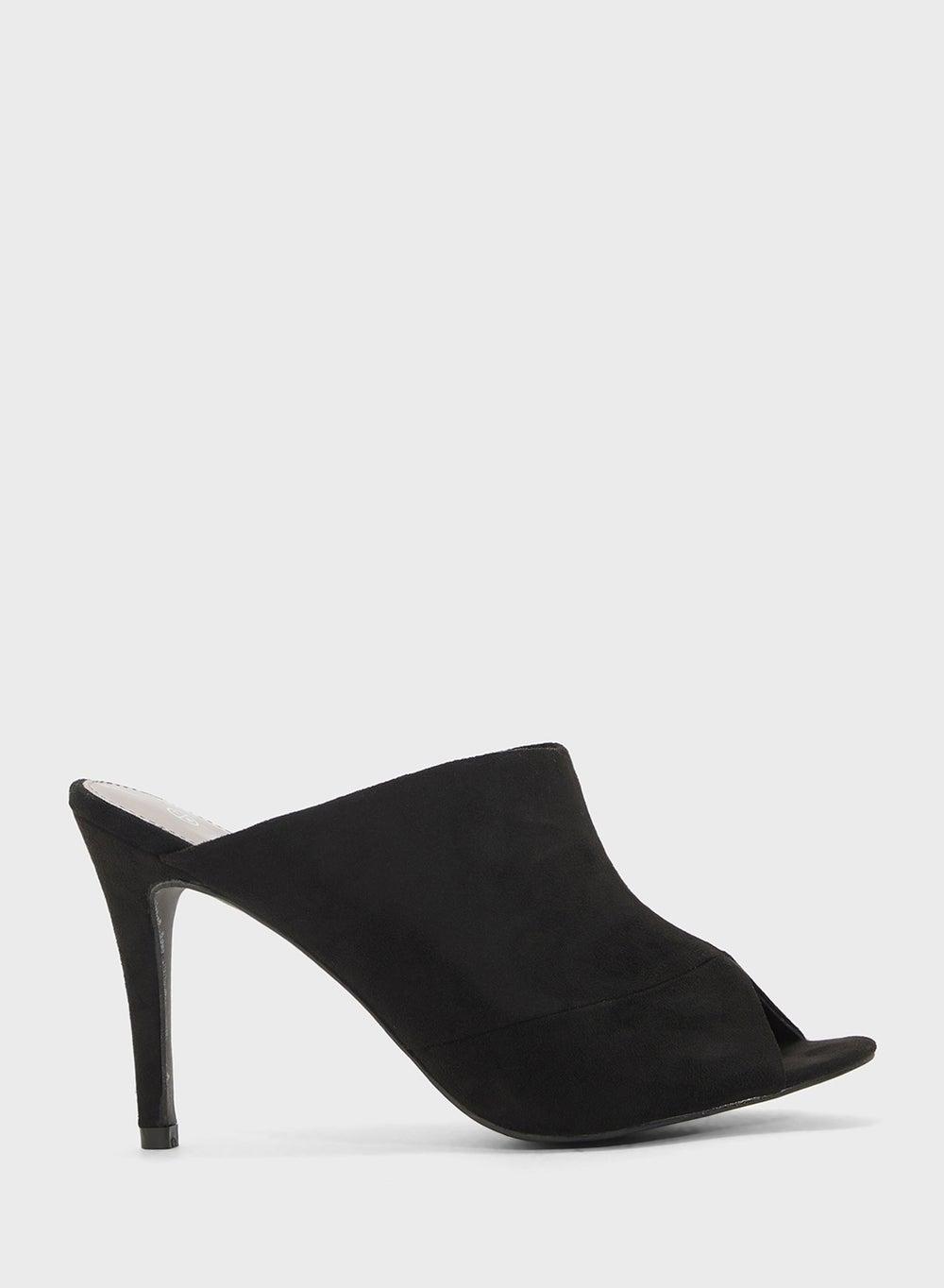 Elegant Black Suede Mid Heel Mule F10763Af1 - Image 1