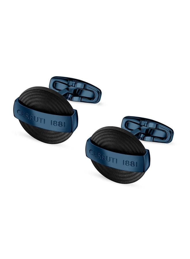 CERRUTI 1881 Genovese Black & Blue Carbon Cufflinks - Image 1