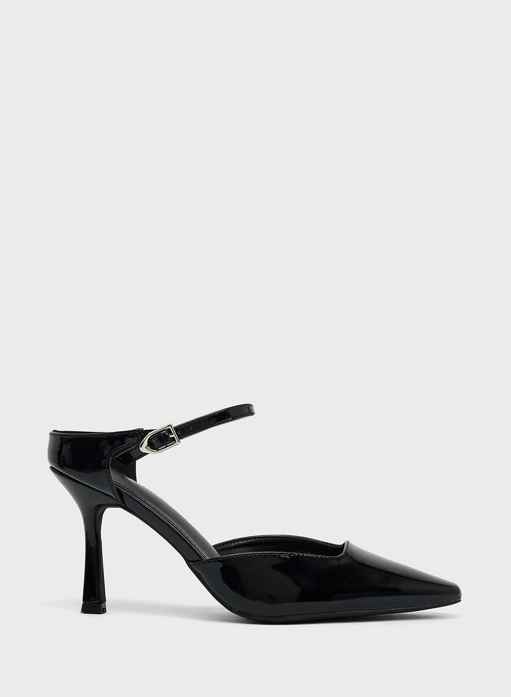Elegant Black Patent High Heel Slip-On Pump - Image 1