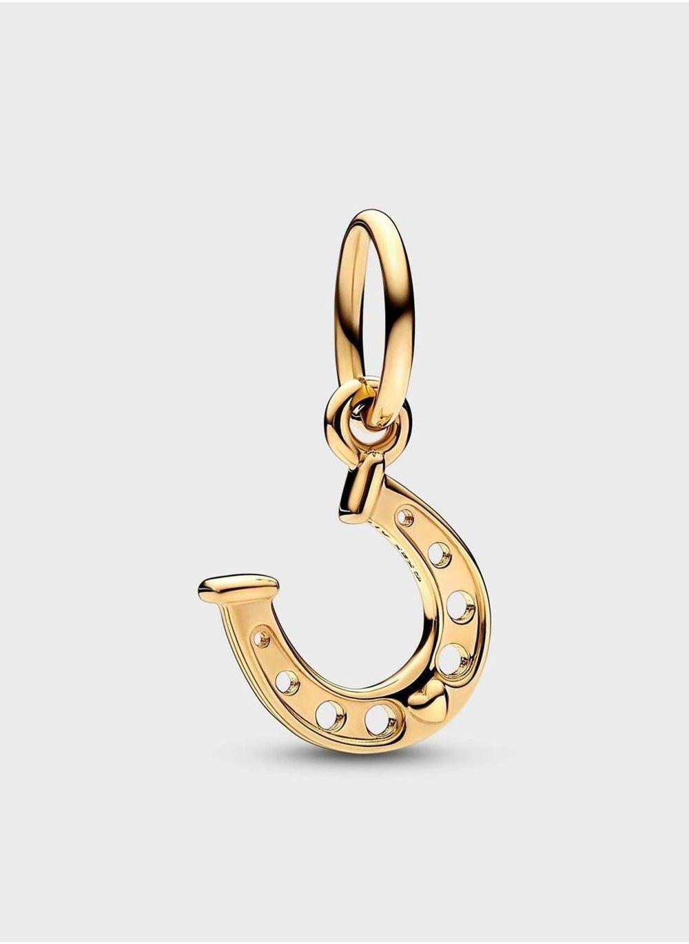PANDORA 14k Gold Lucky Horseshoe Dangle Charm - Image 1