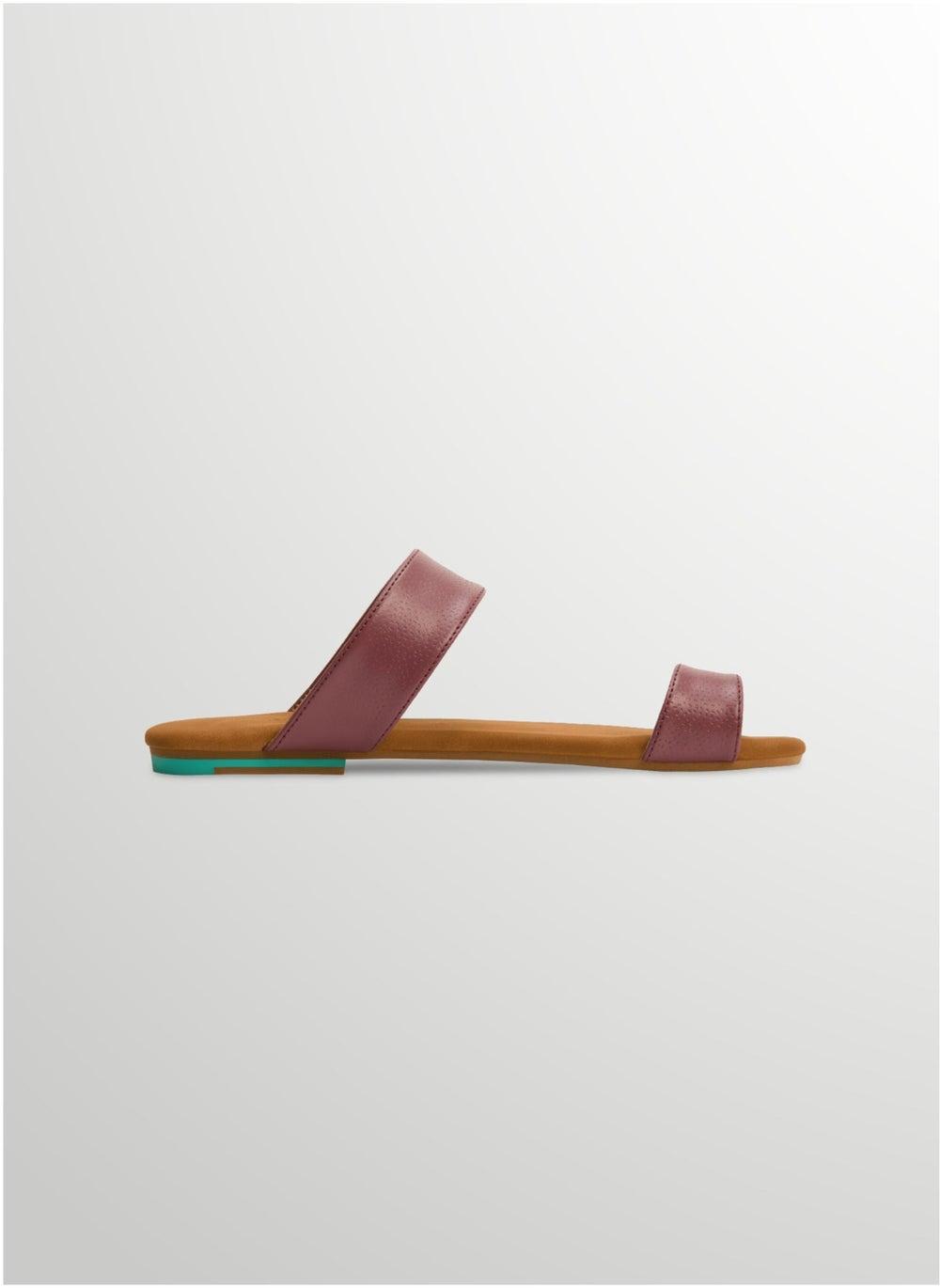 W | Mishga Elegant Plum Flat Sandals for Women - Image 1