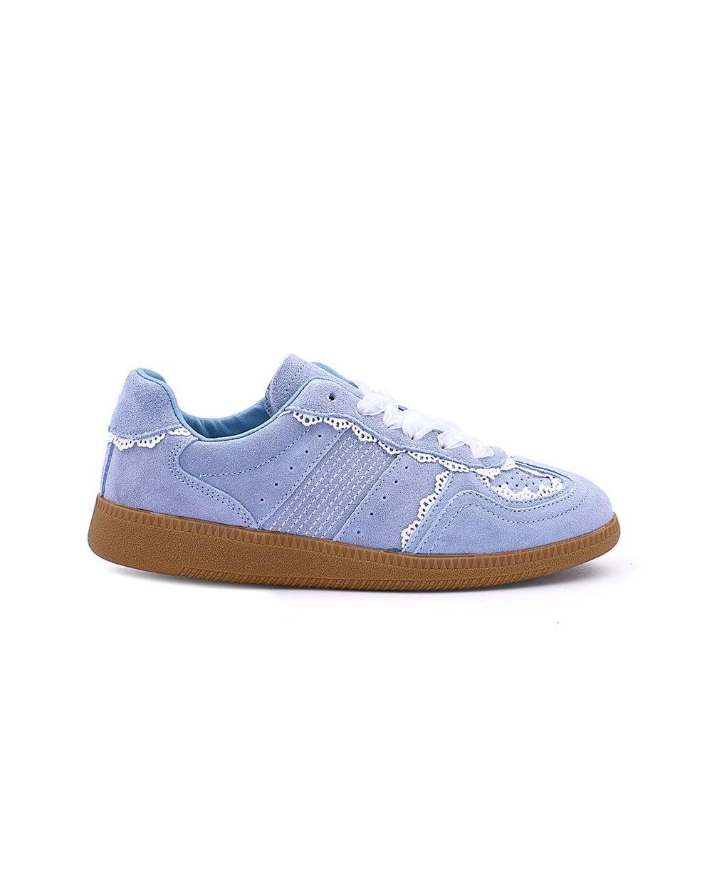 Elegant Blue Suede Sneakers for Women - Image 1