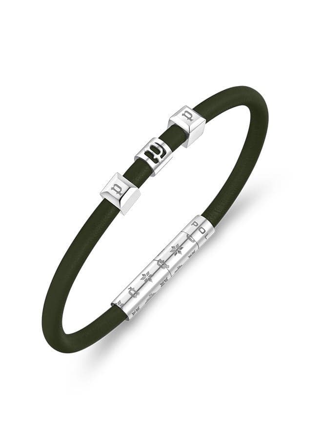 POLICE Green Flake: Dark Green Leather Men's Bracelet PEAGB0033905 - Image 1