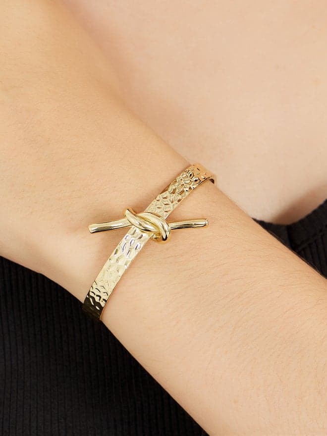 Styli Knot-Textured Elegance Cuff Bracelet for Women - Image 1