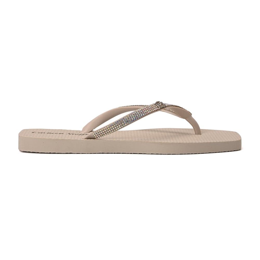 Chic Shine Off-White Flip-Flops – Elegance for Every Step - Image 1