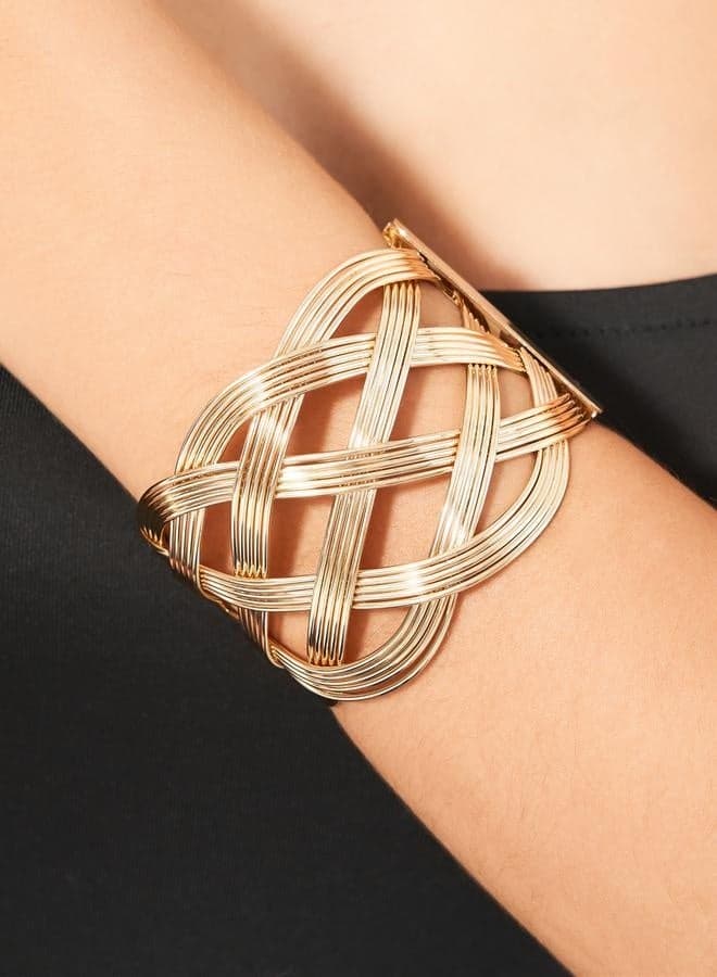 Styli Textured Wide Cuff Bangle: Elegance Redefined - Image 1