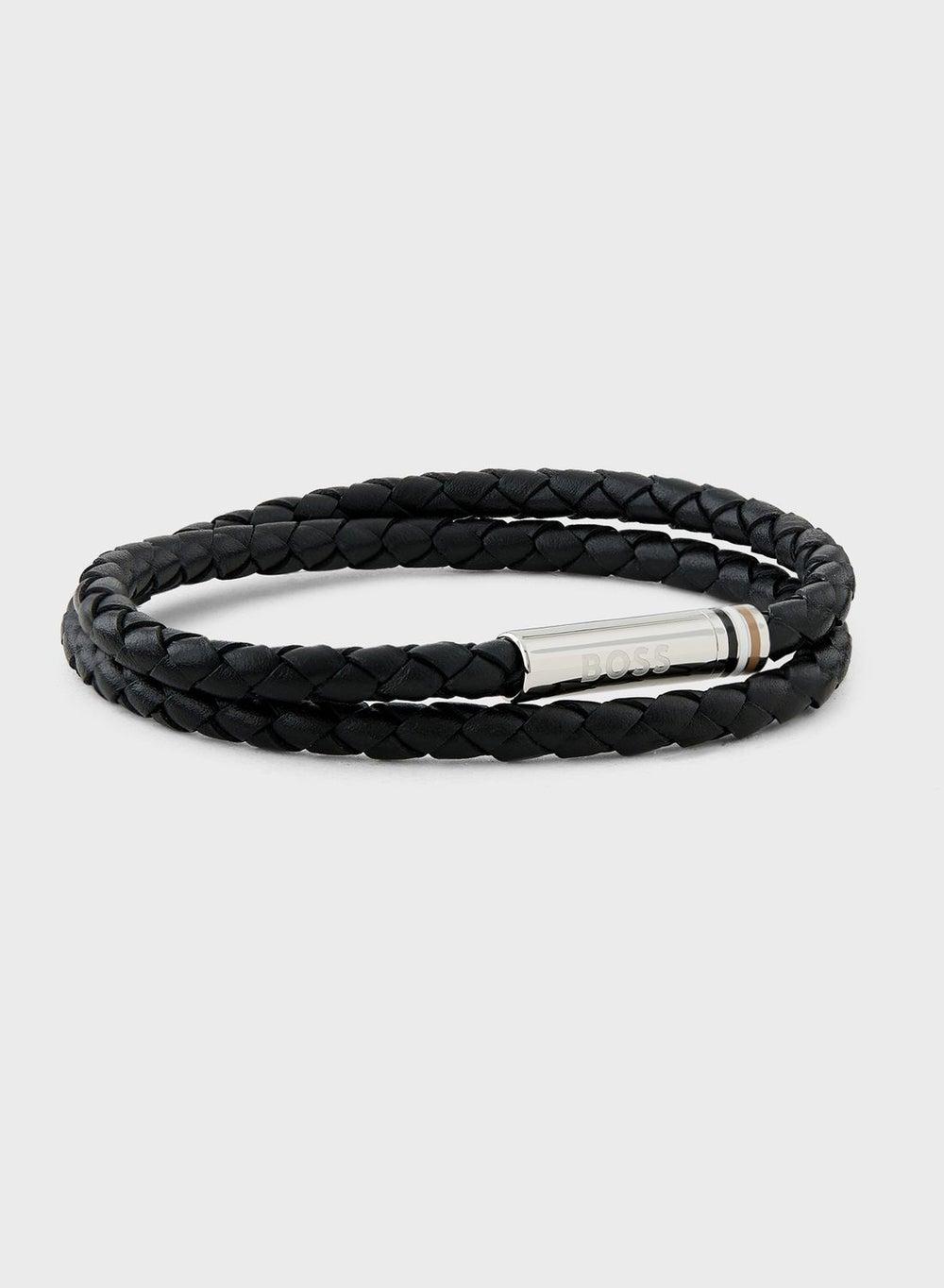 BOSS Ares Men's Elegant Leather Bracelet - Image 1