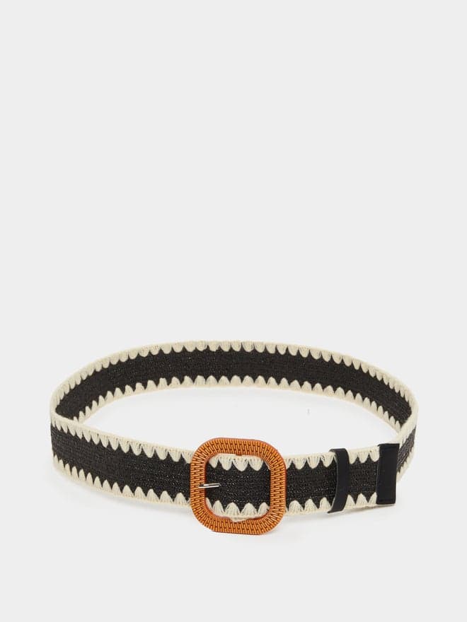 Styli Chic Two-Tone Jute Straw Belt - Exquisite Accessory - Image 1