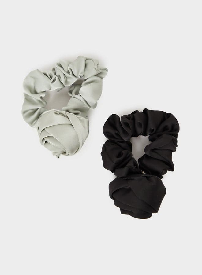 Styli Floral Elegance Scrunchie Set for Women, 2-Pack - Image 1
