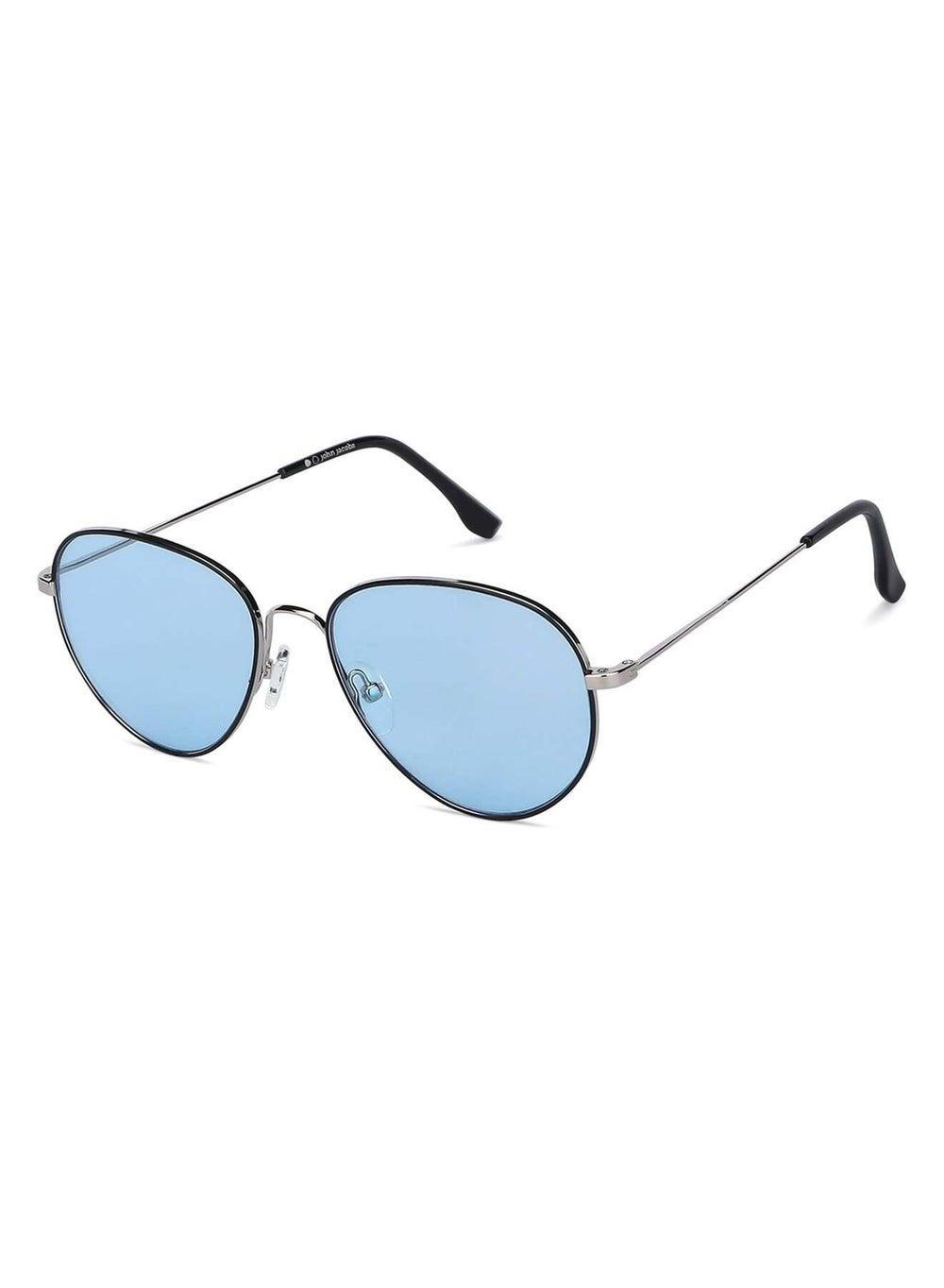 John Jacobs JJ S13871: UV Protected Round Silver Blue Sunglasses - Image 1
