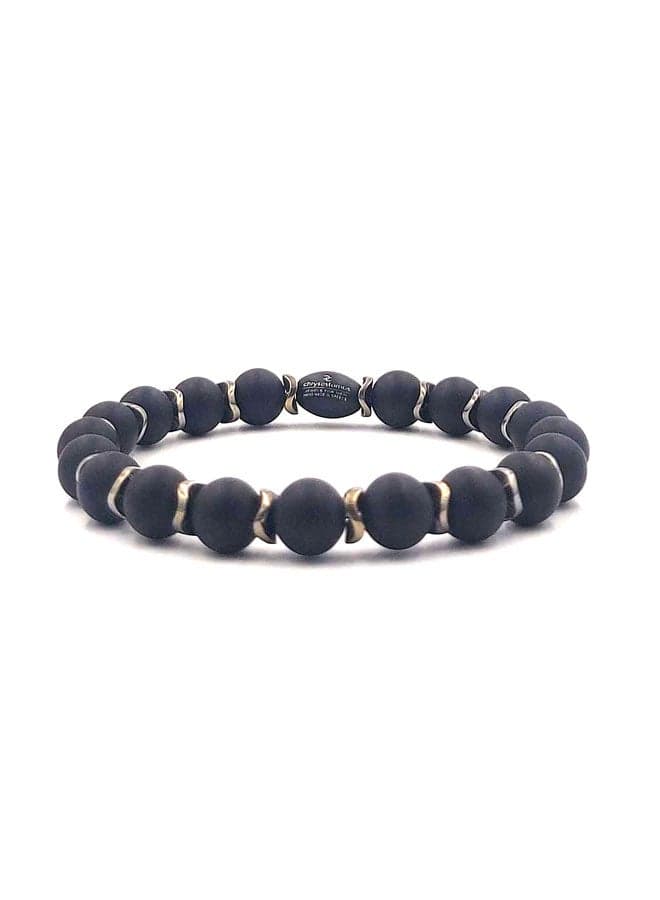 CHRYSOSTOMOS Black Onyx and Gold Hematite Men's Bracelet - Image 1