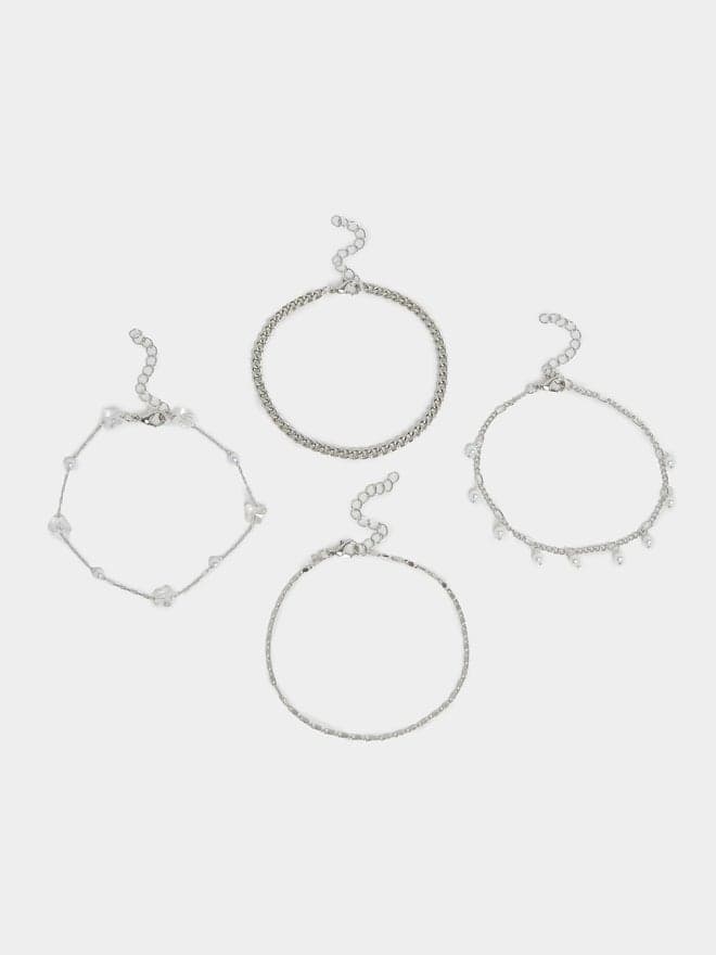 Styli Chic Multi-Design Anklet Set for Women - Pack of 4 - Image 1