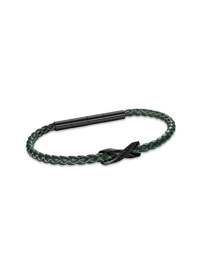 CERRUTI 1881 Franco Men's Luxe Black & Green Leather Bracelet - Image 1