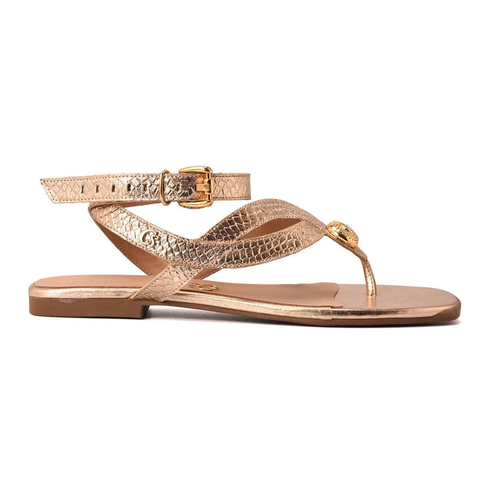 Flat Snake Gold Chic Brazilian Sandals - Image 1