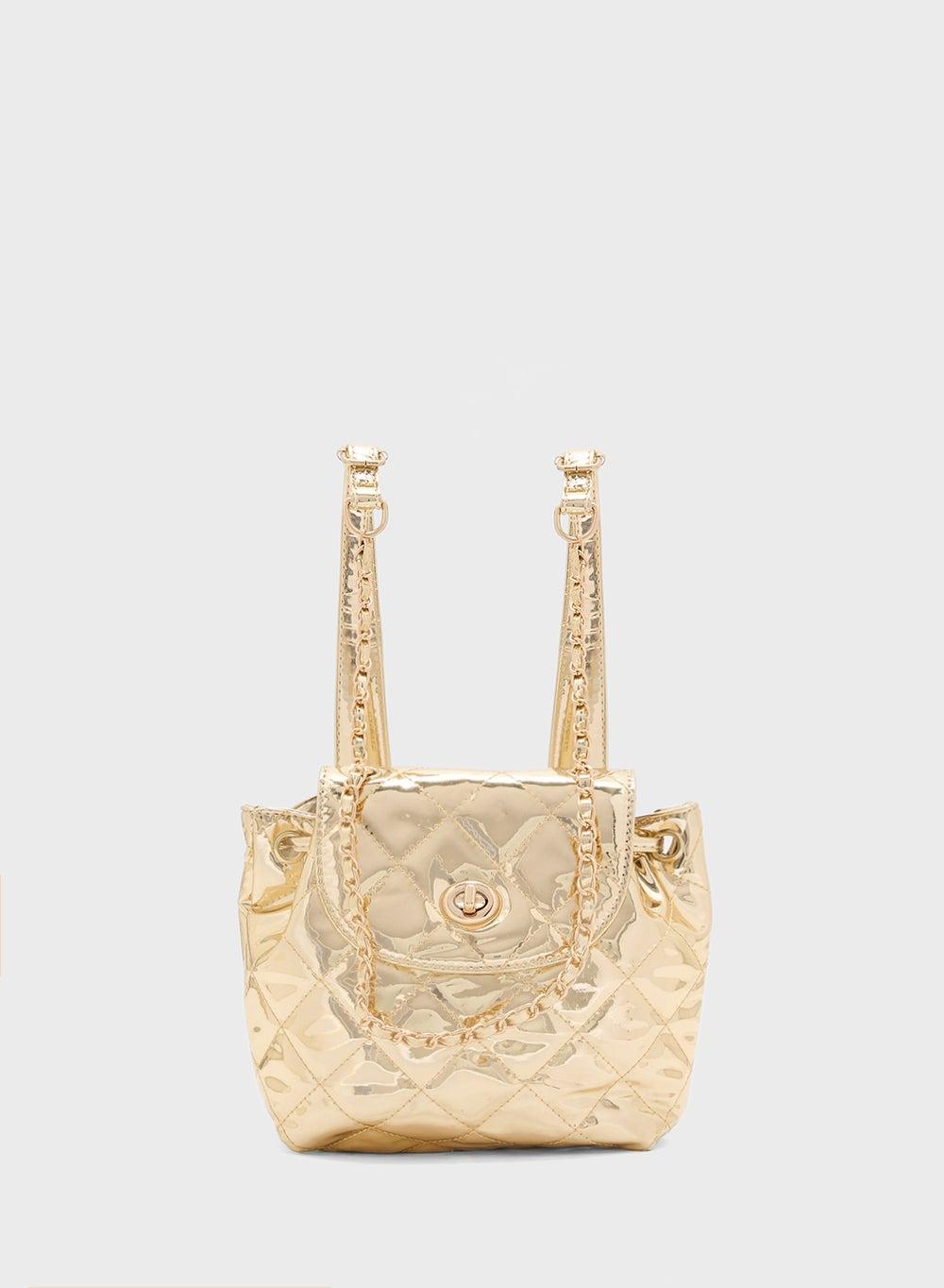 Ginger Quilted Metallic Mini Backpack: Elegant Everyday Carry - Image 1