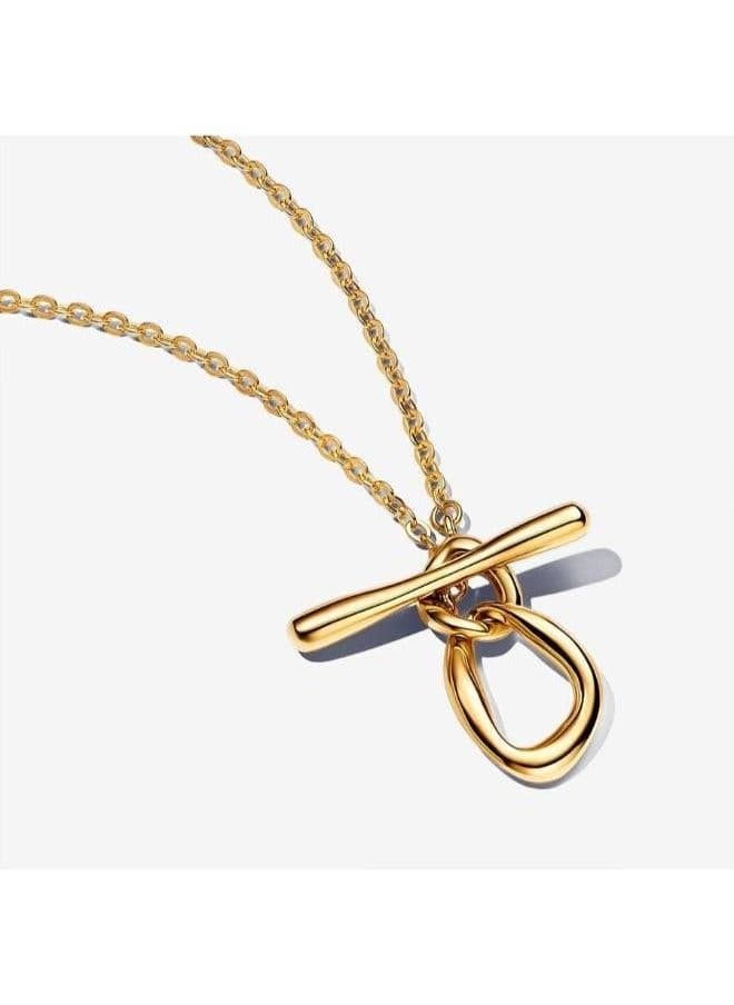 PANDORA 14K Gold-Plated Sculptural Circles Necklace - Image 1