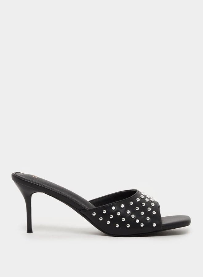 Chic Black Studded Stiletto Heels 7012842801Black - Image 1