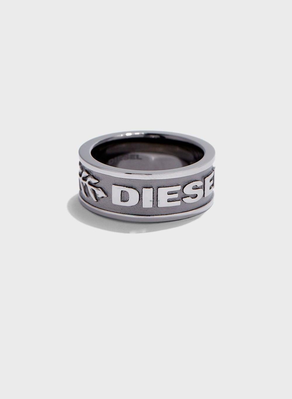 DIESEL Silver-Tone Pierced Ring for Men - Distinctive Elegance - Image 1