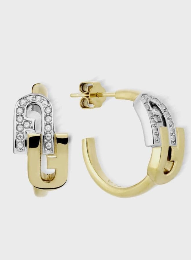 Furla Arch Gold-Tone Hoop Earrings with Iconic Motif - Image 1