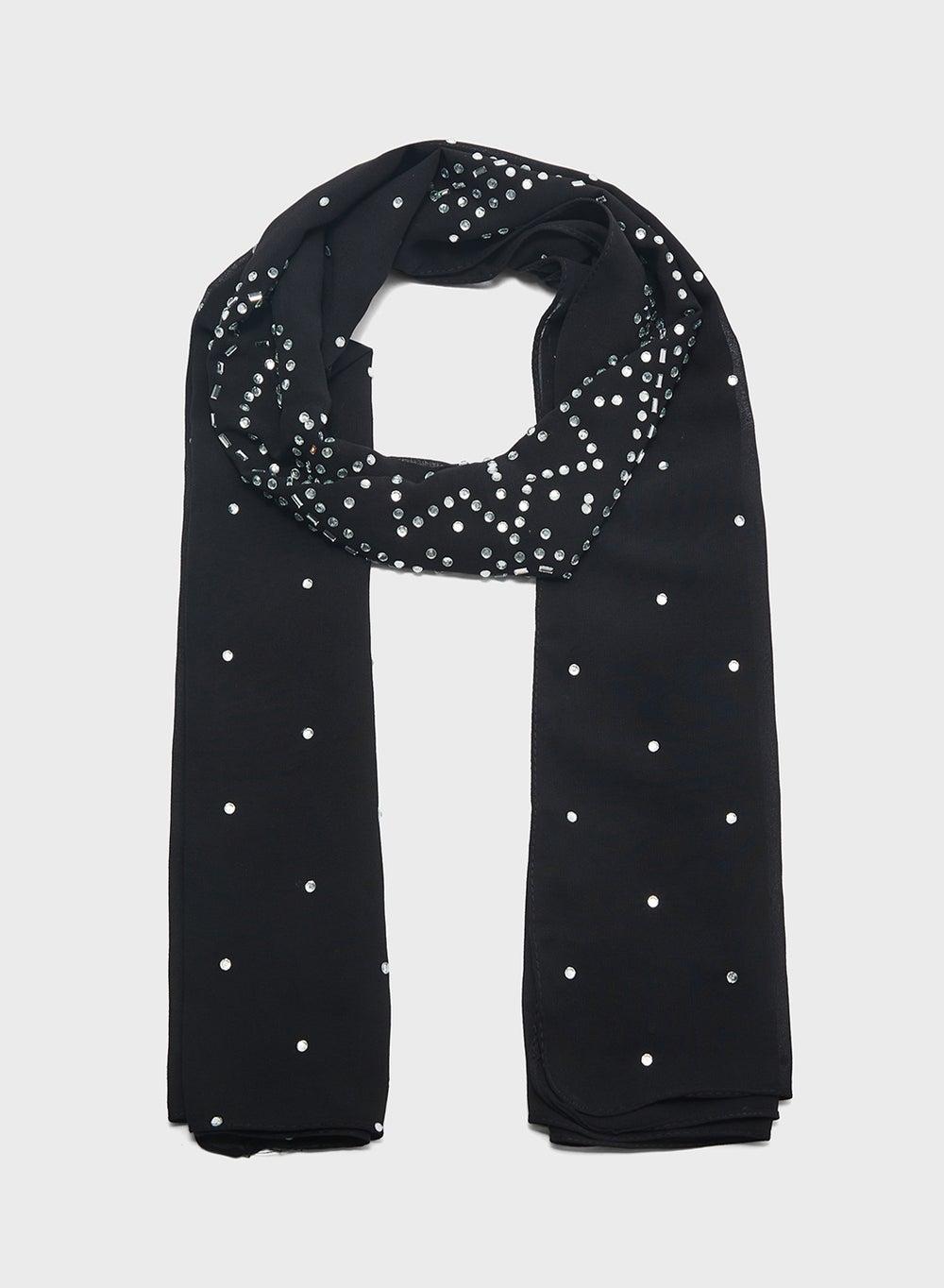 Khizana Floral Embellished Women's Long Hijab Scarf - Image 1
