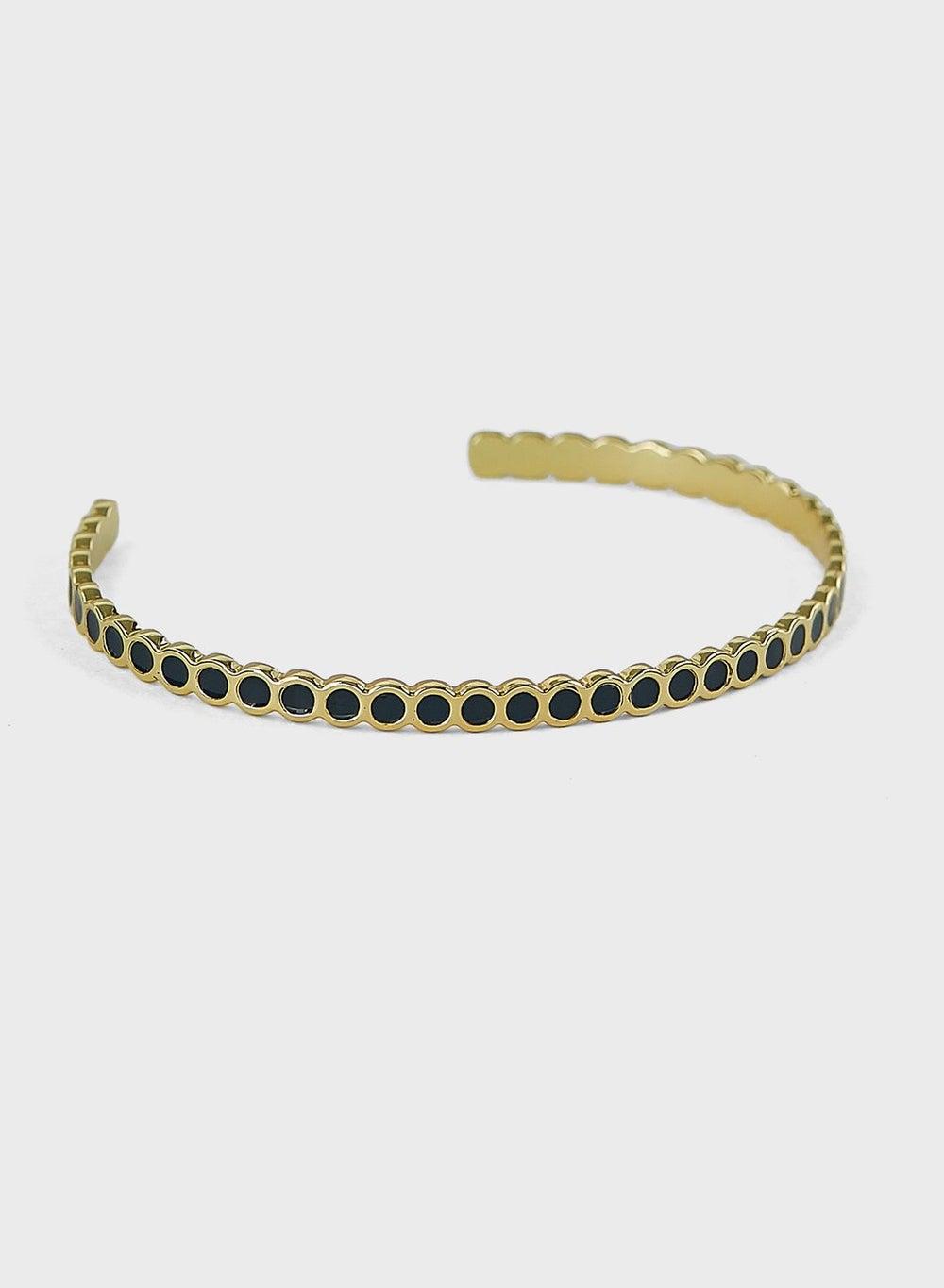 Bangle Up Midnight Elegance - Gold-Dipped Thin Cuff - Image 1