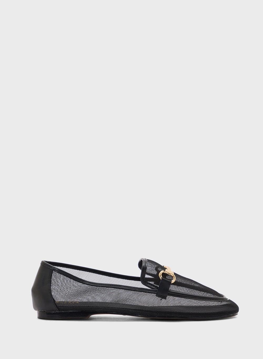 Graice Mesh Trim Black Moccasin - Elegance Redefined - Image 1