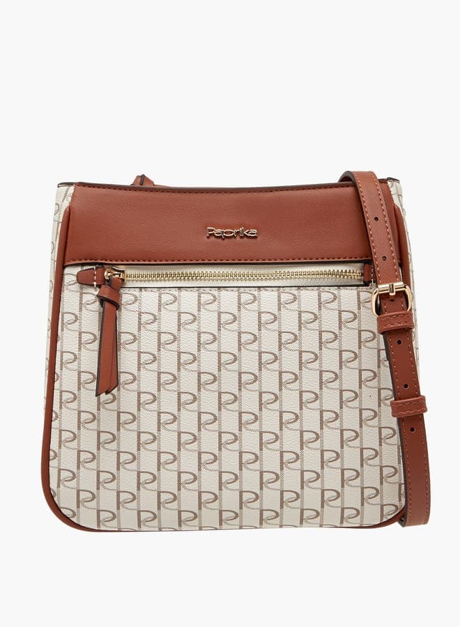 Paprika Monogram Elegance: Adjustable Crossbody Bag - Image 1