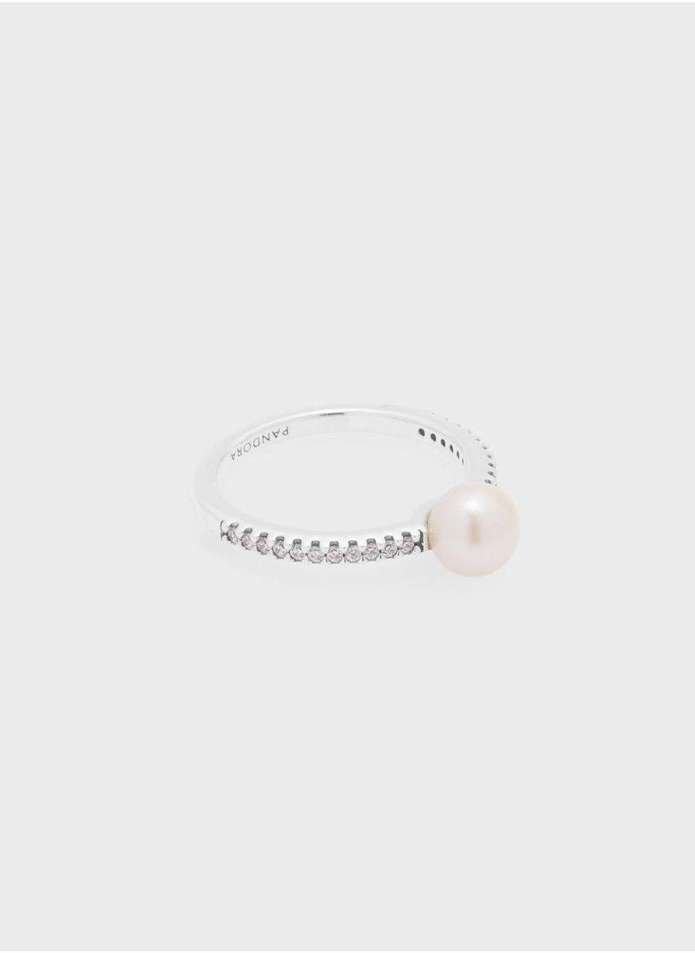 PANDORA Timeless Pearl & Pavé Silver Ring for Women - Image 1
