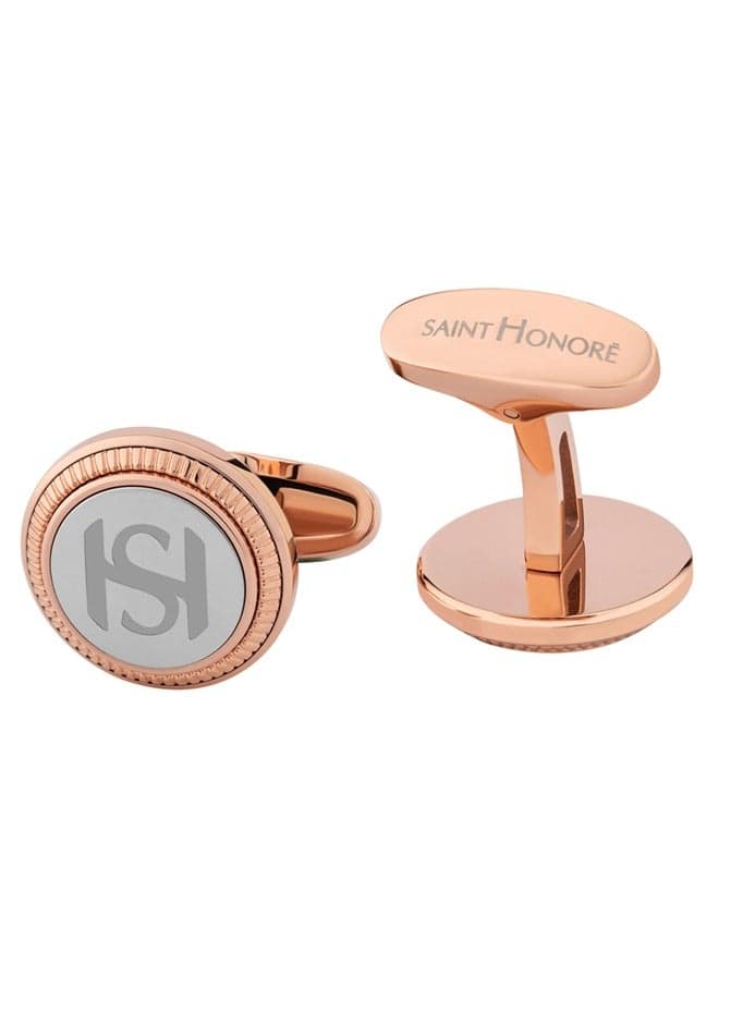 Saint Honore Paris Elegance: Silver and Rose Gold Cufflinks - Image 1