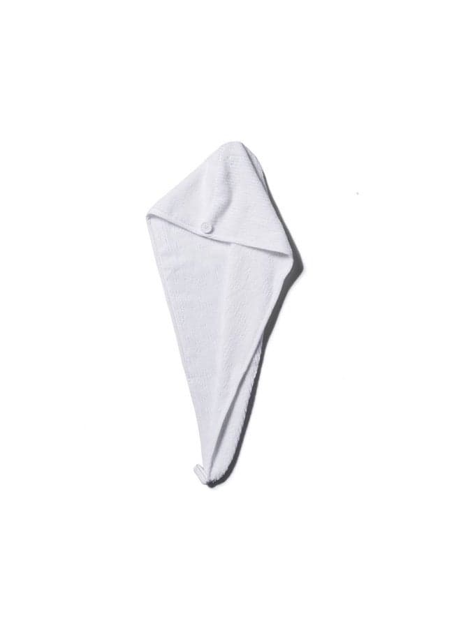 White Microfiber Hair Towel Wrap with Button Fastener - Image 1