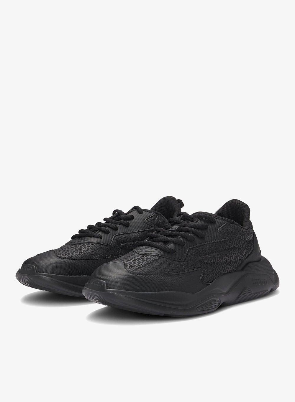 HUGO Men's Monogrammed Mixed-Material Low-Top Sneakers - Image 1