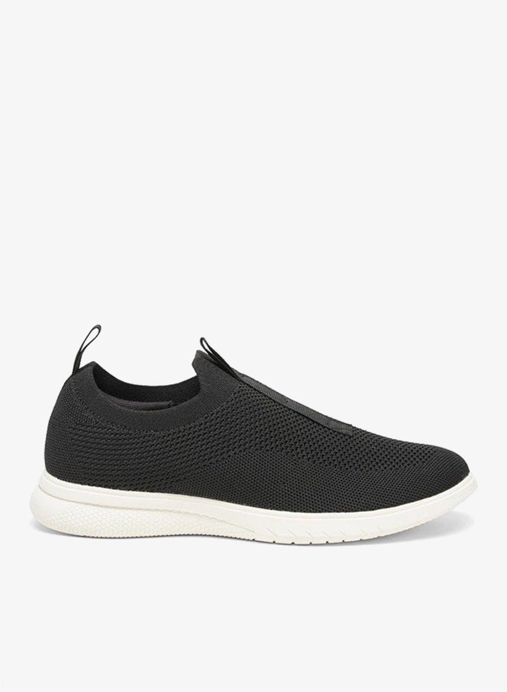 H Q01Black Mesh Elegance: Textured Slip-On Sneakers - Image 1