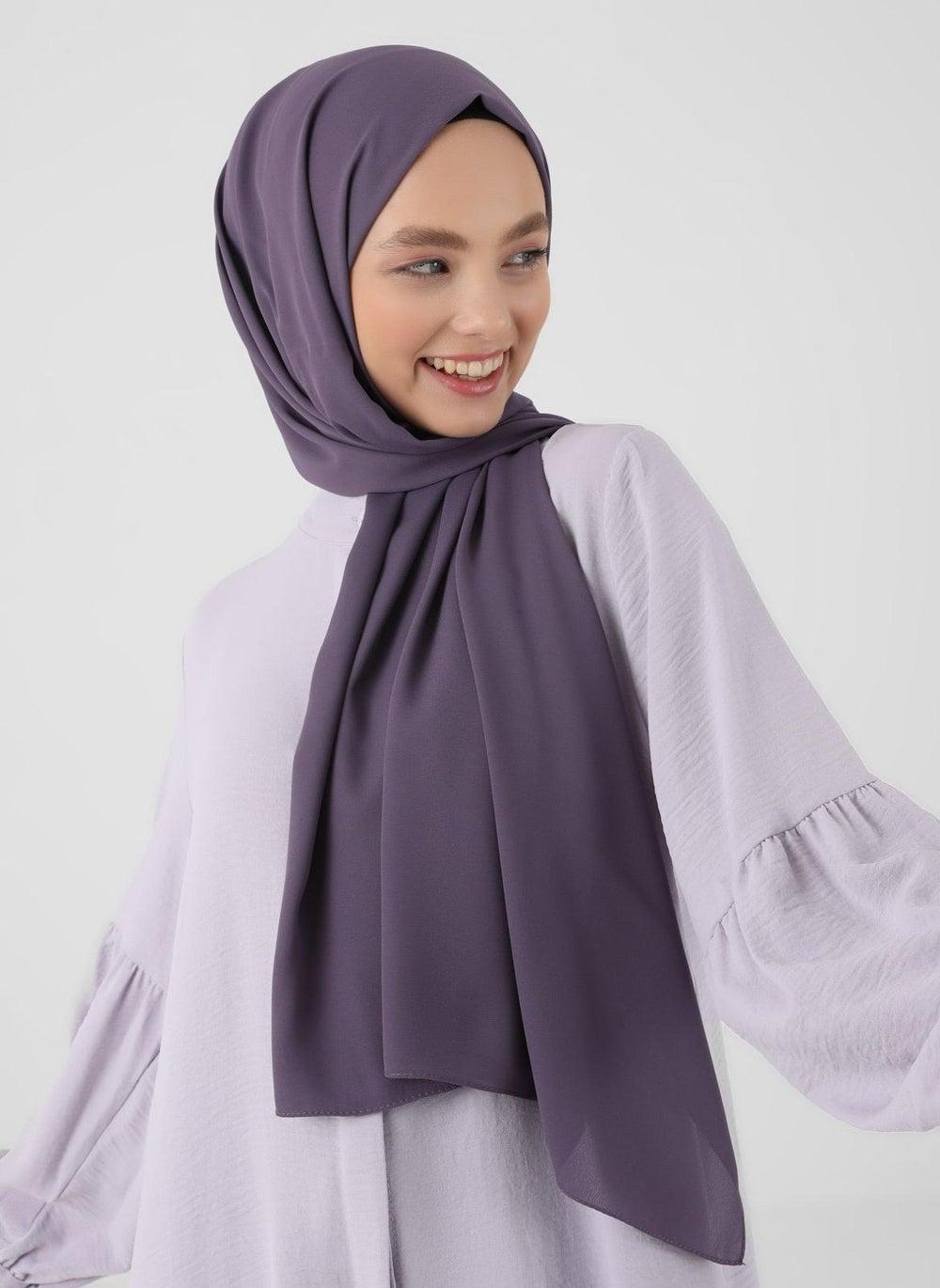 Tuva Shawl by Modanisa: Elegant Crepe Wrap in Blueberry - Image 1