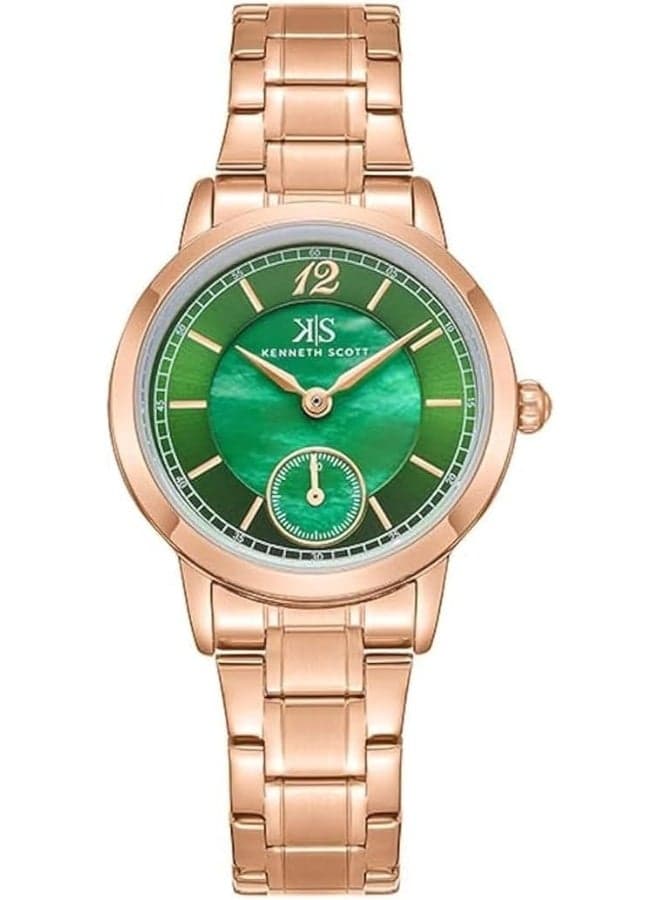 Kenneth Scott K23538-RBKMG Elegant Rose Gold Women's Watch - Image 1