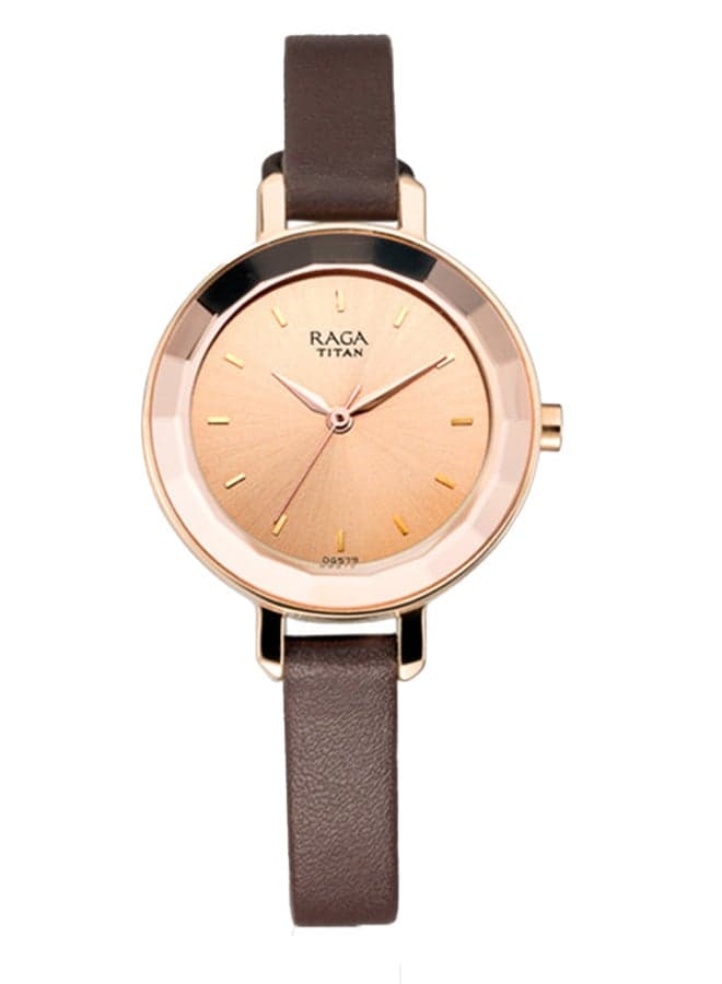 Titan Raga 2575WL01 Rose Gold-Toned Elegance Leather Watch - Image 1