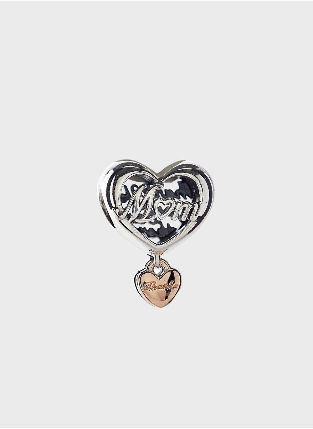 PANDORA Sterling & Rose Gold Mum Heart Charm - Image 1