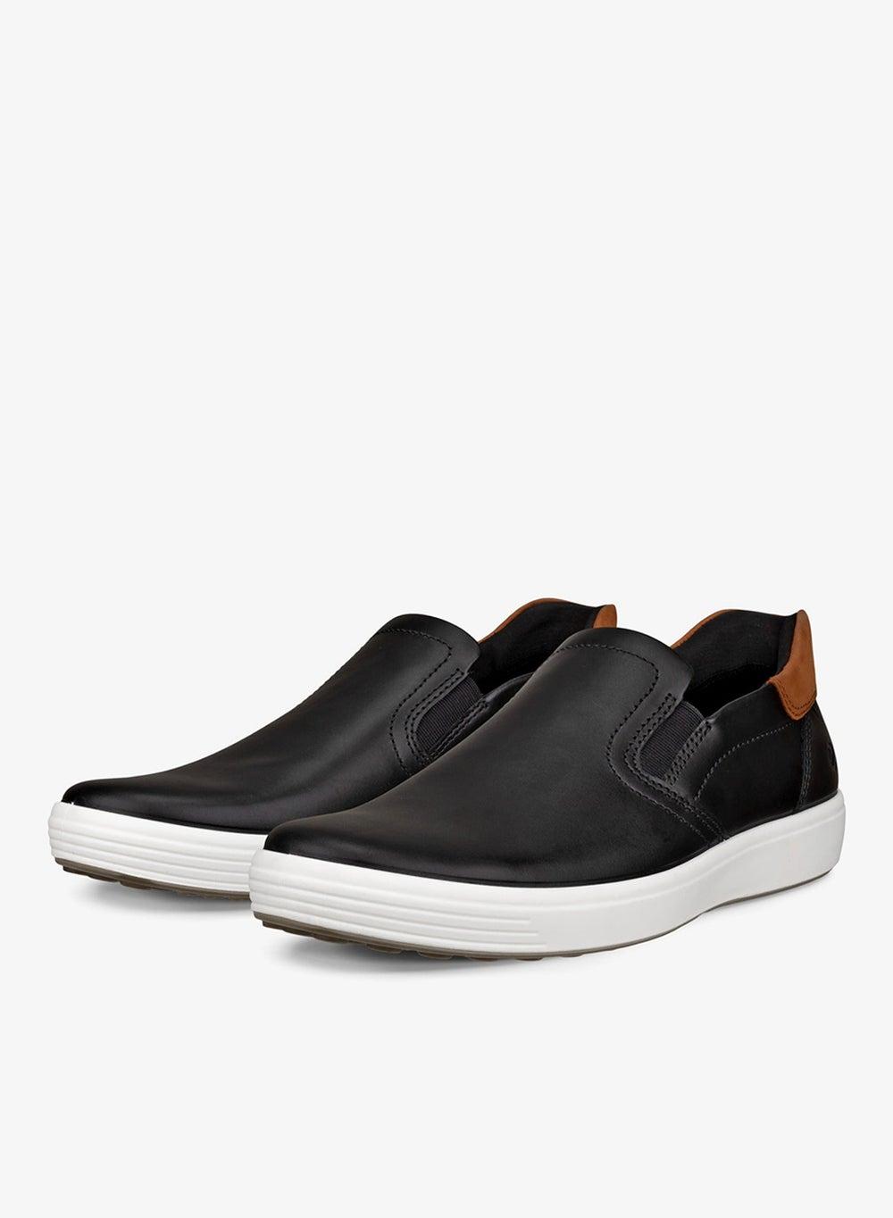 ECCO Soft 7 M Black Luxury Leather Slip-On Sneakers - Image 1