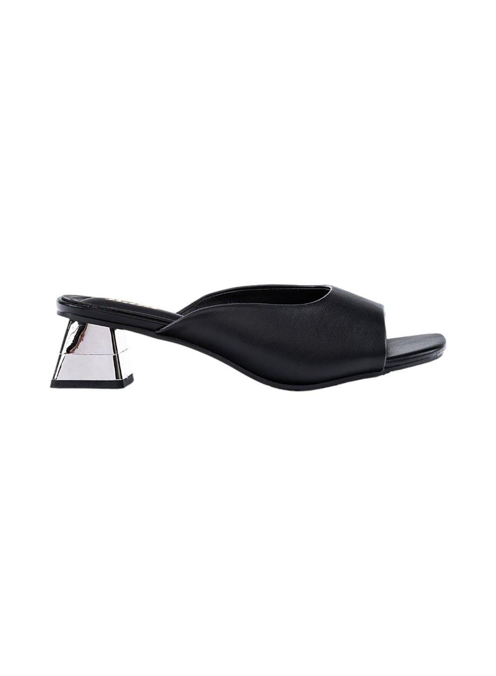 Bata Black Square Toe Block Heel Mules: Elegance Redefined - Image 1