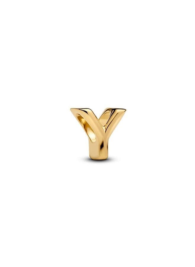 PANDORA Letter Y Alphabet Charm in 14k Gold-Plated Metal - Image 1