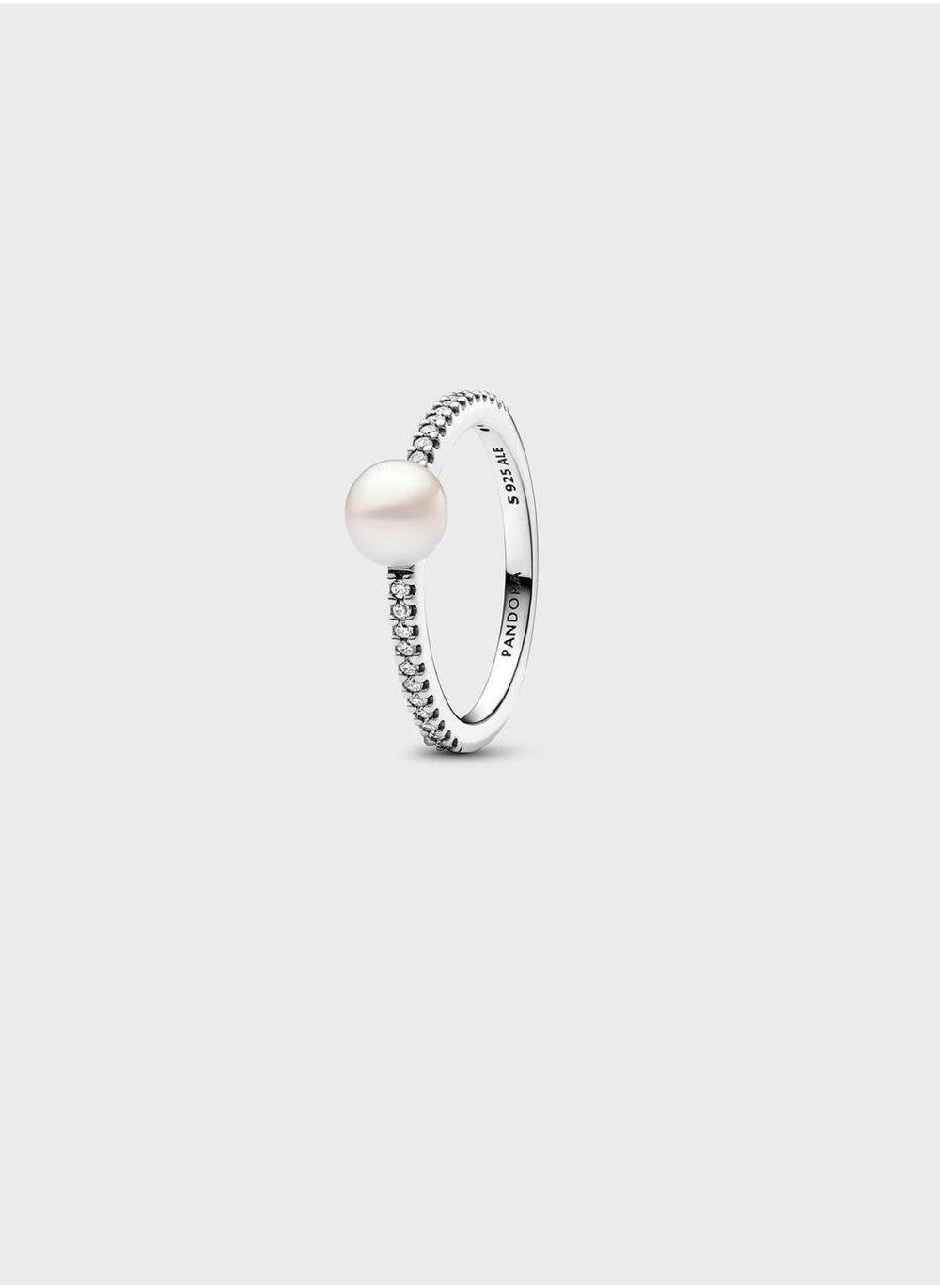 PANDORA Timeless Pearl & Pavé Silver Ring - Image 1
