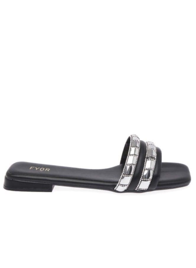 BCM 169 Embellished Black Slides - Elegance Meets Comfort - Image 1