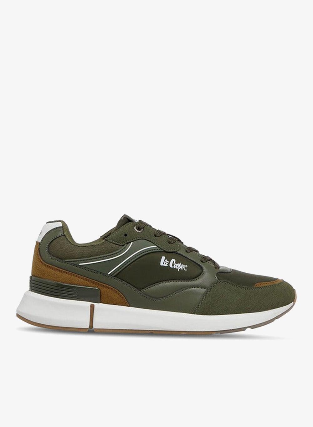 24M8714 Premium Olive Logo Lace-Up Sneakers for Men - Image 1