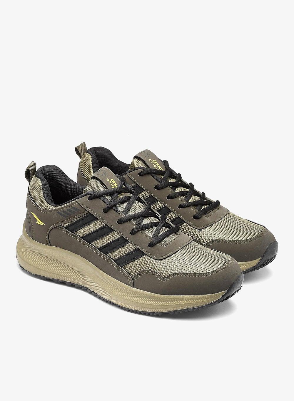 Olive Black Elegance: Men's Low Top Running Shoes - Image 1