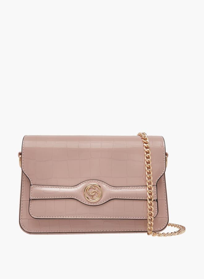 Celeste Textured Elegance Crossbody with Chic Chain Strap - Image 1