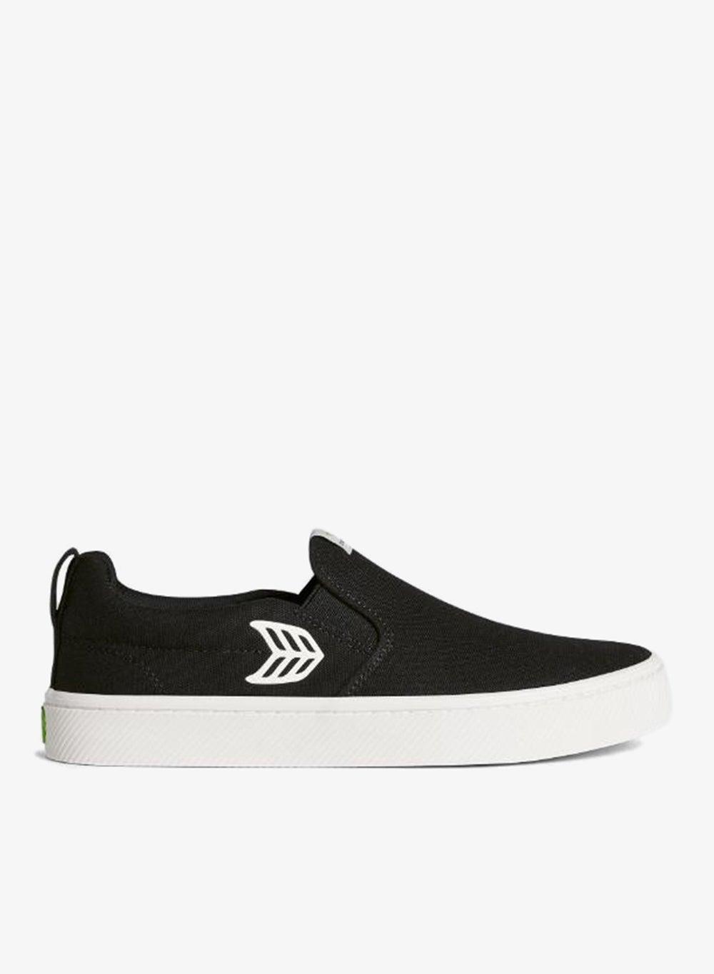 Eco-Chic SLIP-ON Black Canvas with Off-White Logo - Image 1