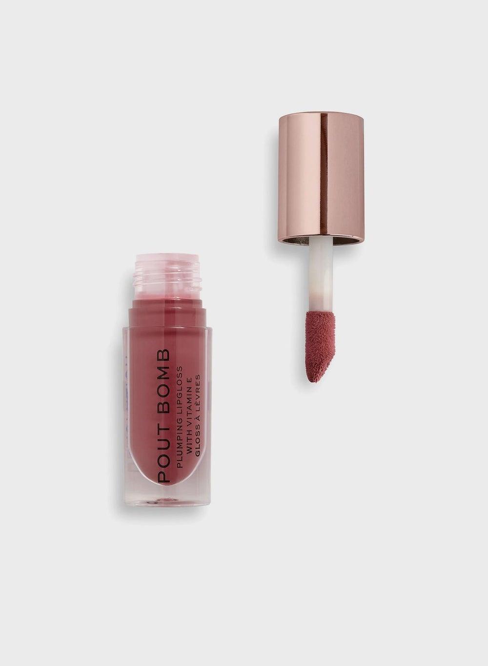 Revolution Pout Bomb Gloss Dusty Pink - Volumizing Shine - Image 1
