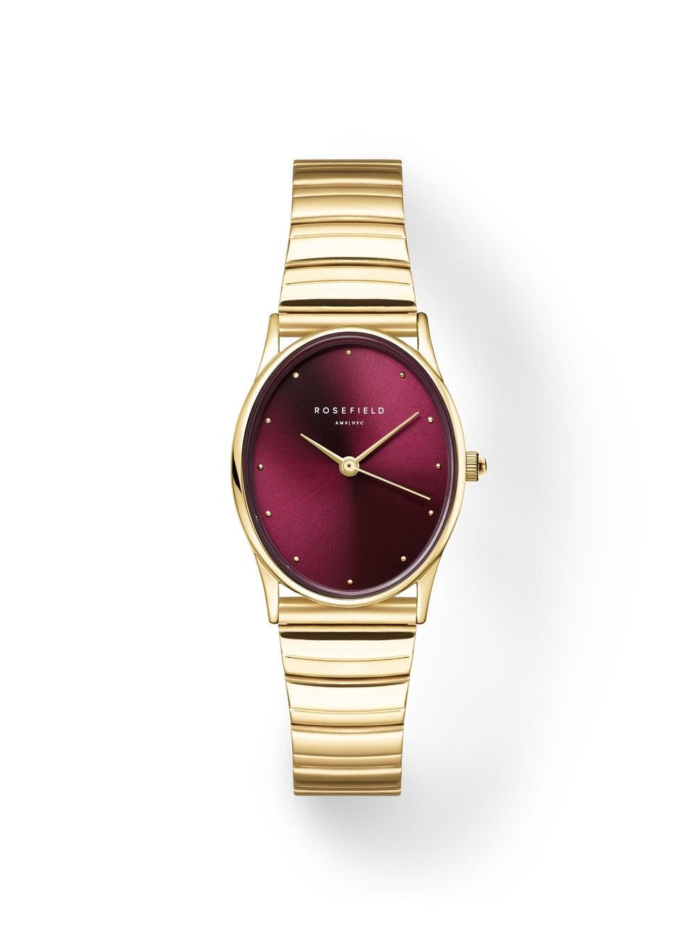 RoseField OVGSG-OV15 Elegant Oval Burgundy Gold Watch - Image 1