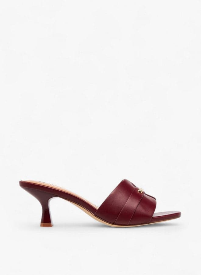 R25Ss01981 25 Burgundy Flared Heel Chic Sandals - Image 1